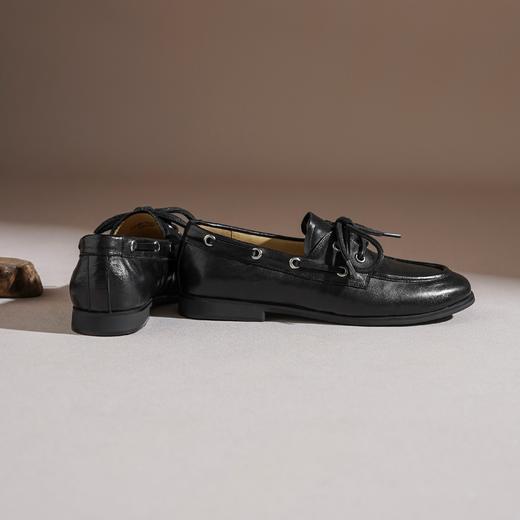 【牛皮革】西村名物2026年春季新款舒适低跟系带薄底深口单鞋乐福鞋T26AM17641 商品图5