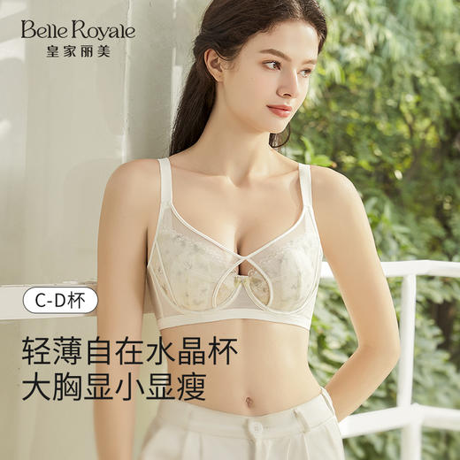 皇家丽美水晶杯兔耳2026新款文胸 大胸显小显瘦 记忆软圈承托 贴合曲线透气内衣WJ955-1 商品图0