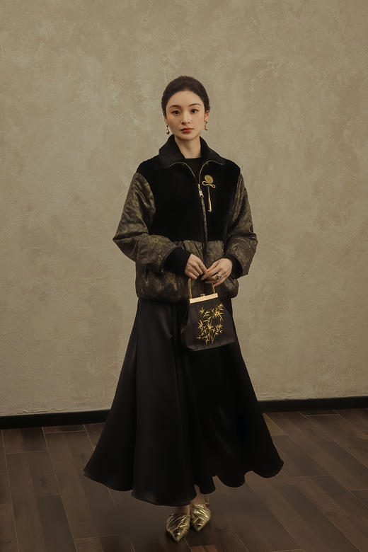 盛唐婧 | 轻奢老钱风香云纱拼羊毛外套 商品图2
