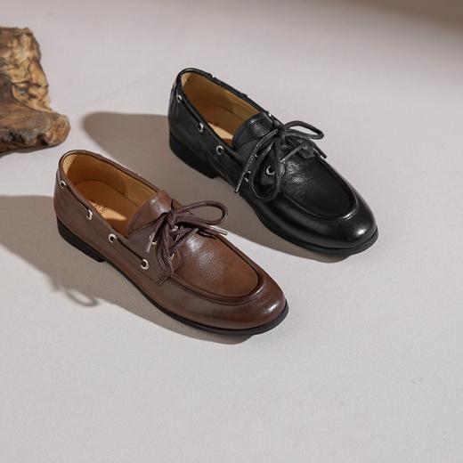 【牛皮革】西村名物2026年春季新款舒适低跟系带薄底深口单鞋乐福鞋T26AM17641 商品图10