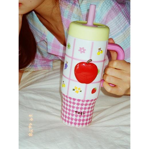 Tagi 奇妙后花园苹果手柄吨吨杯 苹果手柄水杯便携大容量保温吨吨杯 商品图3