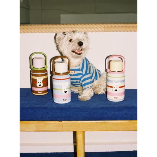 Tagi 哈哈彩色条纹爱心便携保温杯 大容量水杯便携带盖保温杯 商品图1