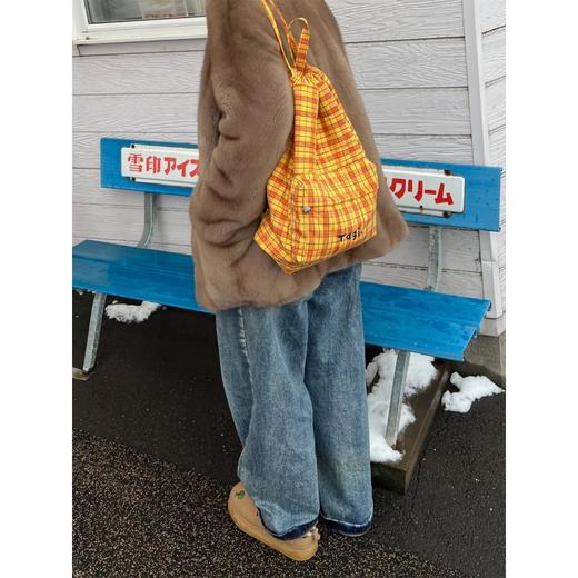 Tagi 珍珠亚克力串珠复古抽绳双肩包 柑橘饼干 可爱抽绳帆布包大容量双肩包 商品图2