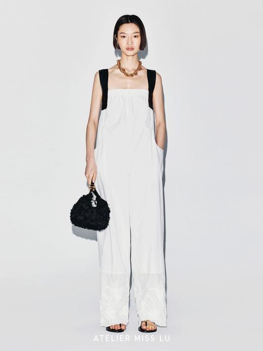 【玛丽假日】撞色肩带设计立体刺绣肌理连体裤 商品图2