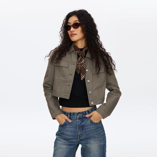 Oneup光泽感斜纹短款夹克 商品图3