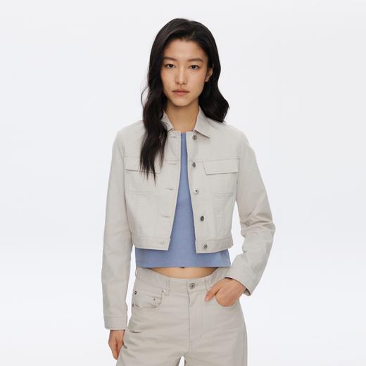 Oneup光泽感斜纹短款夹克 商品图1