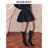 MAXRIENY法式复古气质半裙高腰丝绒短裙黑色压褶伞裙(货号:MF86SK507) 商品缩略图1