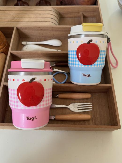 Tagi 想象苹果双饮吸管杯 便携手拎不锈钢随行水杯高颜值保温杯 商品图6