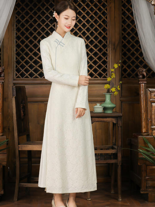 中式旗袍秋冬茶服 商品图0