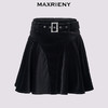 MAXRIENY法式复古气质半裙高腰丝绒短裙黑色压褶伞裙(货号:MF86SK507) 商品缩略图3