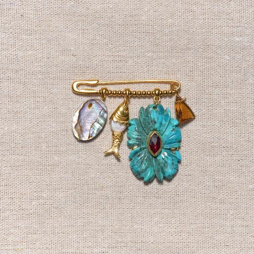 北京仓｜Chan Luu-Magnolia-木兰花 绿松石 胸针［美国设计师］ 商品图1