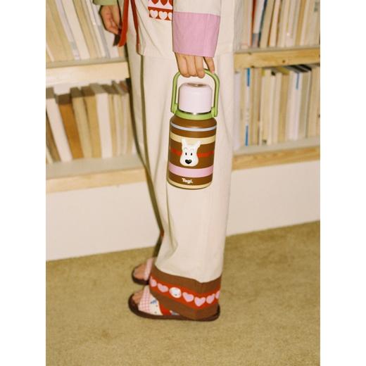 Tagi 哈哈彩色条纹爱心便携保温杯 大容量水杯便携带盖保温杯 商品图2