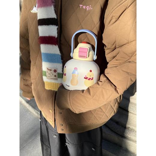 Tagi 胖胖葫芦保温杯 便携手拎大容量保温杯双饮吸管不锈钢水杯 商品图1