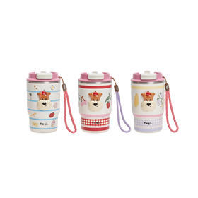 Tagi 爆米花双吸管咖啡保温杯 双饮吸管便携手拎不锈钢随行保冷保温杯随行杯