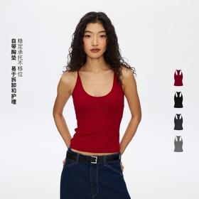 oneup可拆卸胸垫弹力挂脖吊带背心