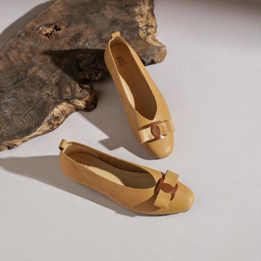 【牛皮革】西村名物2026年春季新款舒适低跟小尖头方扣浅口单鞋26AE18061 商品图3