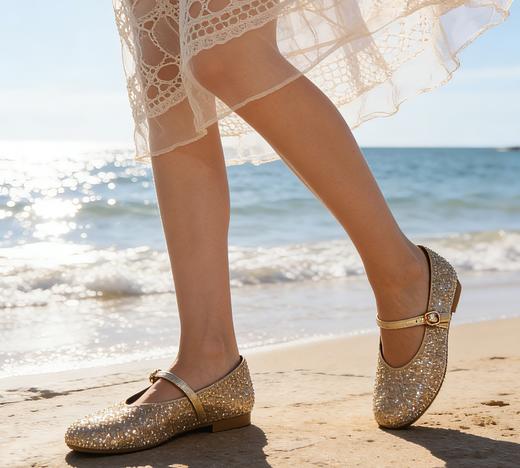 西村名物2026年春季新款舒适低跟一字带水晶鞋舞鞋玛丽珍鞋X26AE16951 商品图0