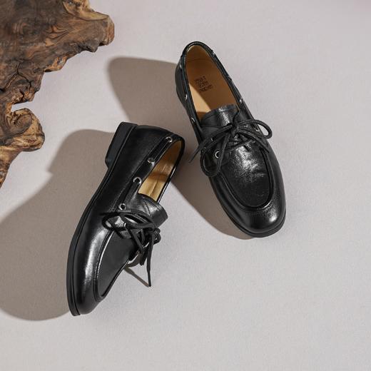 【牛皮革】西村名物2026年春季新款舒适低跟系带薄底深口单鞋乐福鞋T26AM17641 商品图2