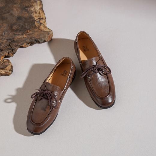 【牛皮革】西村名物2026年春季新款舒适低跟系带薄底深口单鞋乐福鞋T26AM17641 商品图3