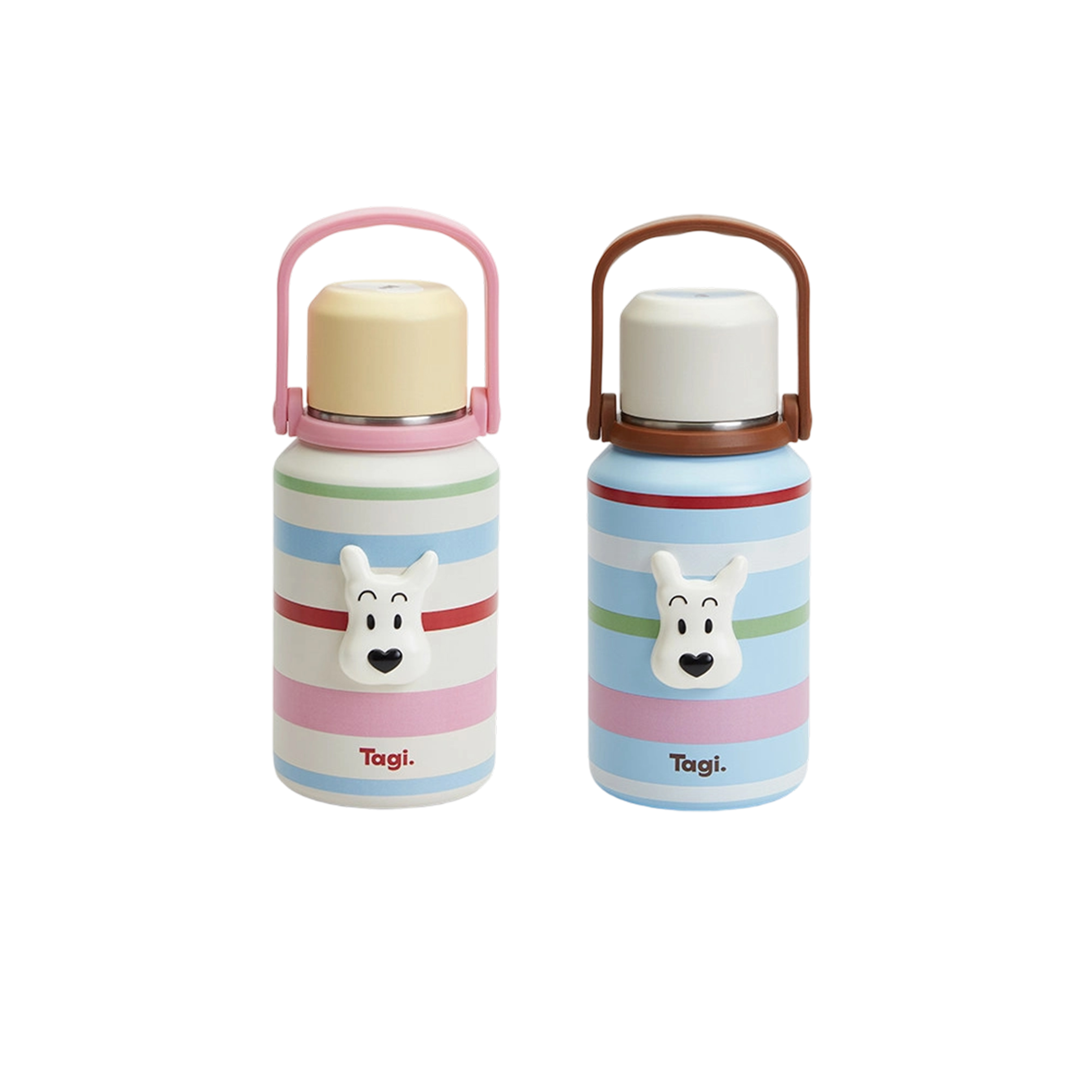 Tagi 哈哈彩色条纹爱心便携保温杯 大容量水杯便携带盖保温杯