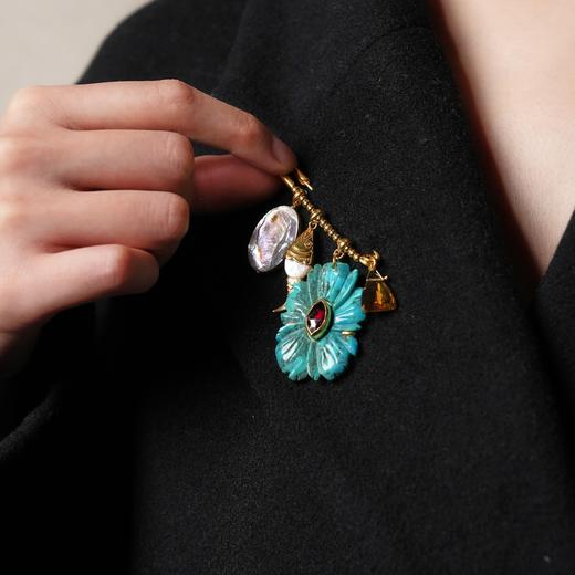 北京仓｜Chan Luu-Magnolia-木兰花 绿松石 胸针［美国设计师］ 商品图3