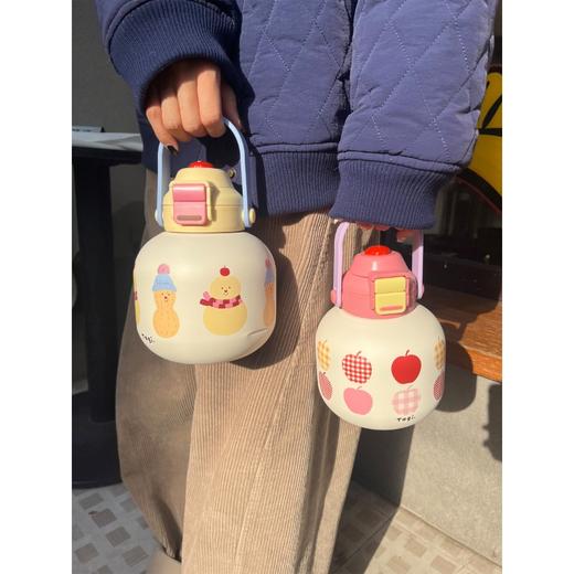 Tagi 胖胖葫芦保温杯 便携手拎大容量保温杯双饮吸管不锈钢水杯 商品图2