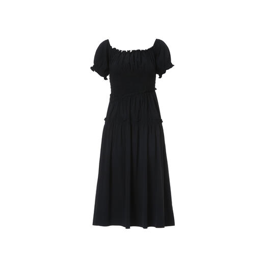 EITIE爱特爱夏季新款优雅复古方领泡泡袖收腰显瘦连衣裙8207901 商品图5