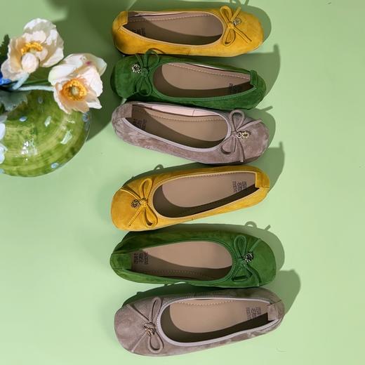 【羊皮绒面】西村名物2026年春季新款舒适平底蝴蝶结饰扣优雅百搭浅口单鞋X26AE16941 商品图1
