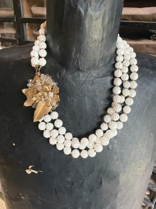 在途4周到｜Monshiro-vintage系列-白玛瑙 玻璃珠 复古 项链［日本设计师］ 商品图0