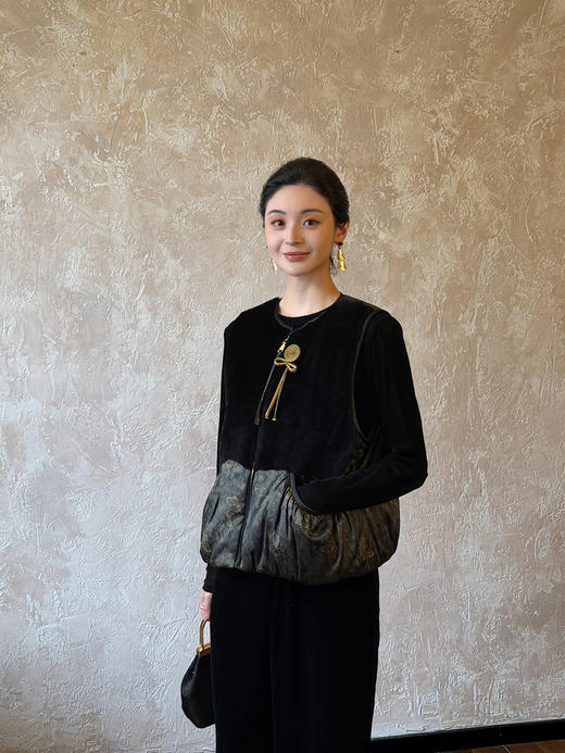 盛唐婧 | 轻奢老钱风香云纱拼羊毛马甲 商品图6