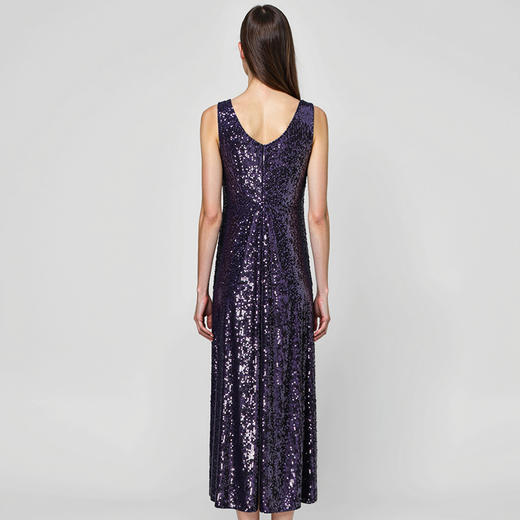 EITIE爱特爱重工亮片修身优雅气质V领无袖礼服连衣裙夏新款8277909 商品图9