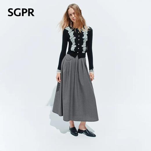 天虹玛克门店发货：蕾丝拼接针织开衫上衣（货号：MU80JA035A9001） 商品图3