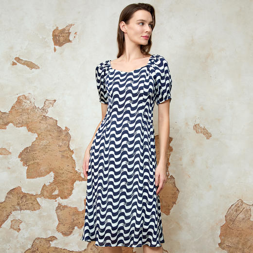 EITIE爱特爱夏季新款气质收腰显瘦通勤百搭a字印花连衣裙8207913 商品图2