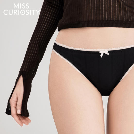 3条98元好奇蜜斯蕾丝三角内裤女低腰抗菌纯棉裆纯欲透气性感舒适-玛丽恩内裤 商品图0