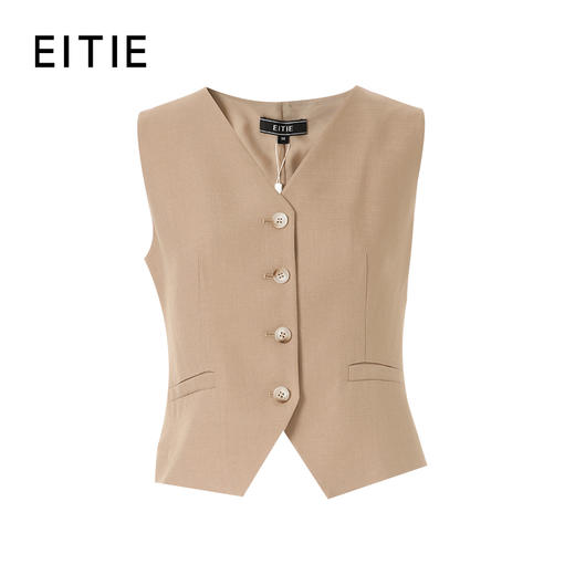EITIE爱特爱优雅干练通勤单排扣V领短款无袖西装马甲2026夏季新款8603303 商品图5