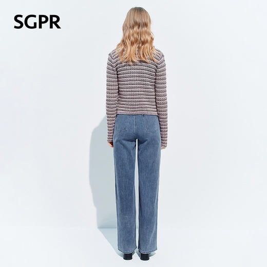 天虹玛克门店发货：【SGPR】粉色条纹小香风外套2026年春季新款蝴蝶结圈圈纱短外套(货号:MU80JA019) 商品图3