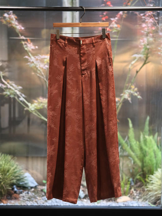 盛唐牡丹| 真丝红云纱枫叶纹女裤 商品图0