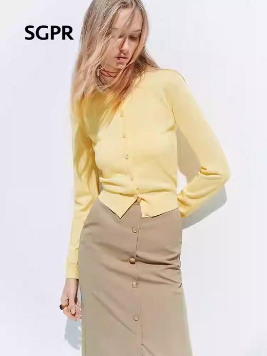 天虹玛克门店发货：【SGPR】鹅黄色针织衫2026年春季新款针织开衫 商品图1