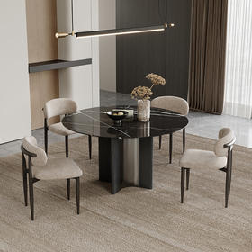 【美居】VIP畅享 圆餐桌 BSTJF4035 亮光黑白根岩板