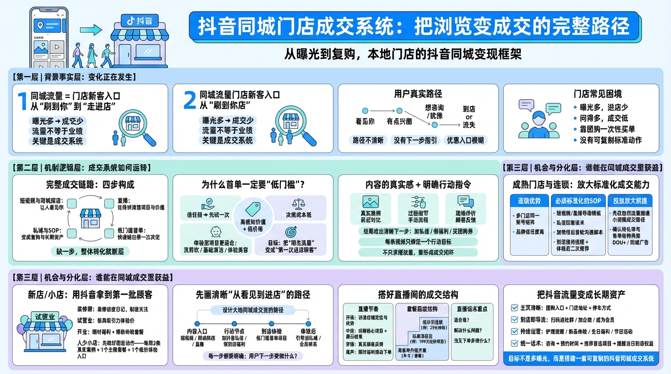 一、门店做抖音同城，先想清楚“成交路径”是什么？