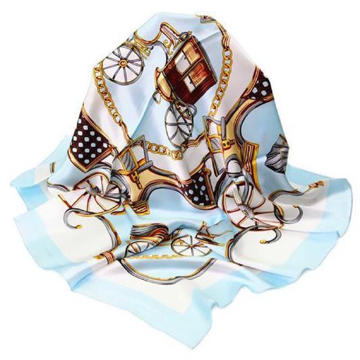 【多样屋专柜】兰之魅  BLUE CHARM艺术金方巾 100%优质桑蚕丝90*90cm 商品图3