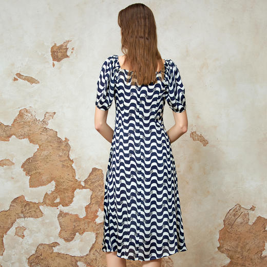 EITIE爱特爱夏季新款气质收腰显瘦通勤百搭a字印花连衣裙8207913 商品图4