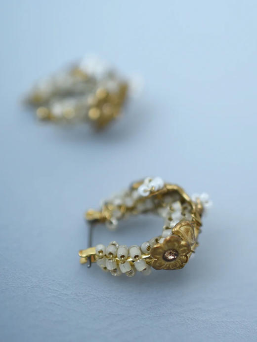 在途4周到｜Monshiro-chamomile-洋甘菊 水晶 耳环［日本设计师］ 商品图4