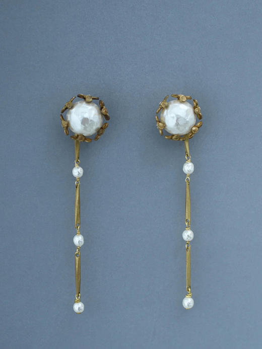 在途4周到｜Monshiro-cacochon-茧型 珍珠 耳环［日本设计师］ 商品图1