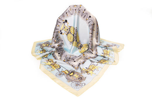 【多样屋专柜】兰之魅  BLUE CHARM艺术金方巾 100%优质桑蚕丝90*90cm 商品图2