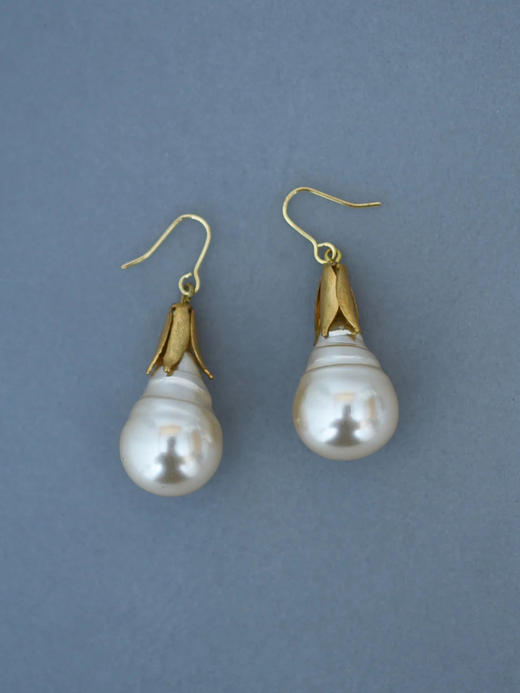在途4周到｜Monshiro-big drop pearl-大颗珍珠 吊坠 耳环［日本设计师］ 商品图3