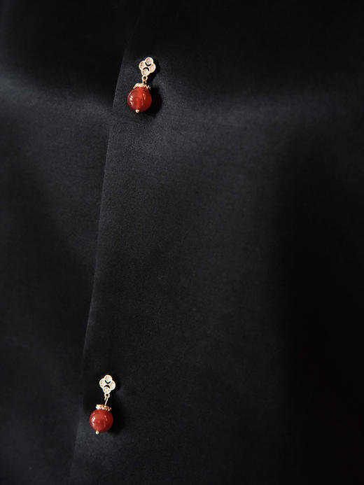 盛唐牡丹| 丝毛拼重缎宋锦袖外套（红色袖口） 商品图5