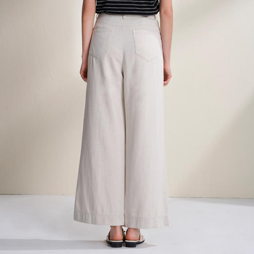 EITIE爱特爱舒适直筒阔腿高腰显瘦麻感高级通勤休闲裤2026夏新款B2605214 商品图4