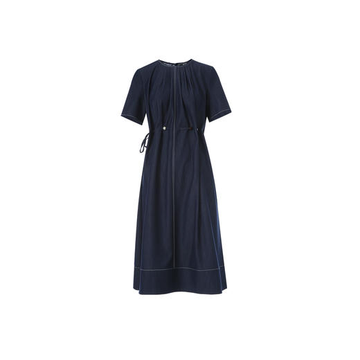 EITIE爱特爱气质松弛感文艺风抽绳收腰宽松直筒连衣裙2026夏新款B2607232 商品图7