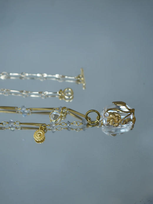 在途4周到｜Monshiro-pansy-三色堇 白色托帕石 项链 长款［日本设计师］ 商品图8